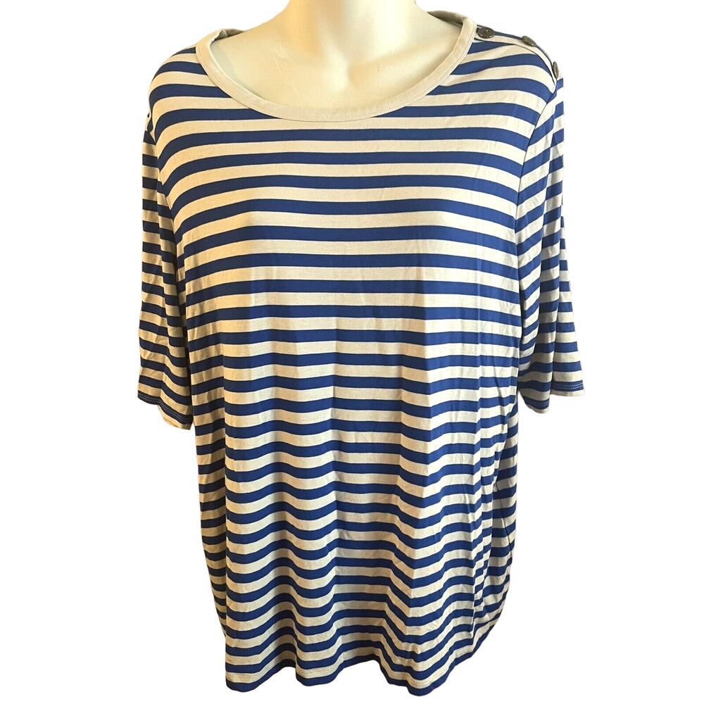 NWT 41 HAWTHORN Stitch Fix Howee Button Detail Striped Knit Top XL